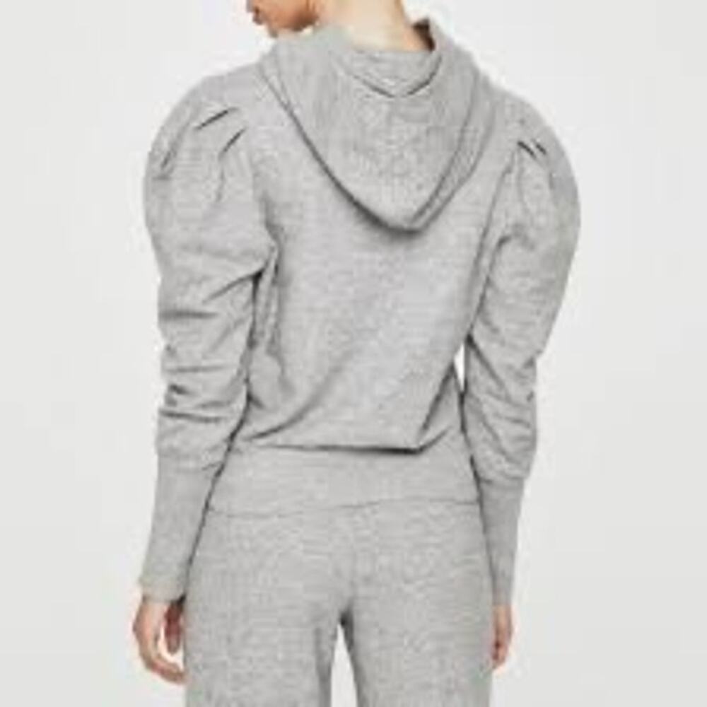AG Jeans 100% Cotton Puff Sleeve Hoodie Heathered Gray XS Cottagecore Soft Girl - Picture 3 of 8
